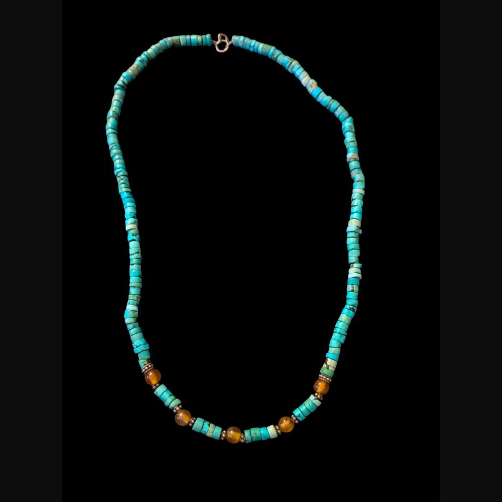 Vintage 925 Sterling Silver Natural Stone Turquoise South West 20.25" Necklace